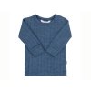 Dětské žebrované triko merino/hedvábí JOHA - modrý melír