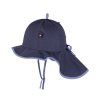 Letní dětský klobouk UV50 Pure se šňůrkou a prodlouženou krempou bio bavlna - námořnická modrá