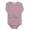 Body PROUŽKY dlouhý rukáv merino/hedvábí JOHA - vřesová