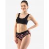 Dámské bambusové kalhotky Gina klasik vzor květy na černé