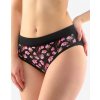 Dámské bambusové kalhotky Gina klasik vzor květy na černé
