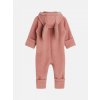 Zimní overal merino fleece jeden zip s kapucí s oušky Hust and Claire - růžový