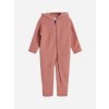 Zimní overal merino fleece jeden zip s kapucí s oušky Hust and Claire - růžový
