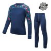 Sensor merino Impress set dětský triko dl.rukáv + spodky deep blue/floral