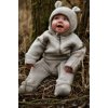Merino zimní overal Mikk-line s kapucí a s ouškama - Melange Offwhite