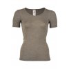 Dámské merino/hedvábí triko s krátkým rukávem Engel oříškové