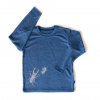 Glueckskind langarmshirt royal blau dunkelblau Hirschkaefer Druck Buben Knaben Kinder 96 104 100 bio GOTS MerinoWolle Seide