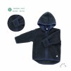 Bundička s kapucí merino fleece Iobio - tm. modrá
