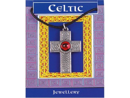 195 cinovy privesok velky kriz s nekonecnymi uzlami s kamenom