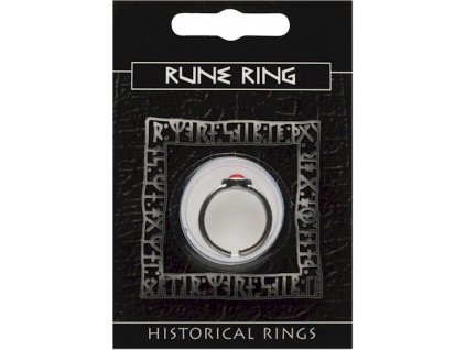 264 cinovy prsten s vikingskymi runami a kamenom