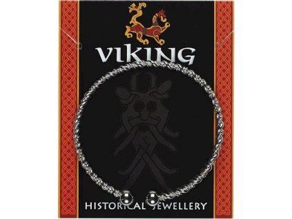 366 postriebreny vikingsky naramok so skrutenym vzorom