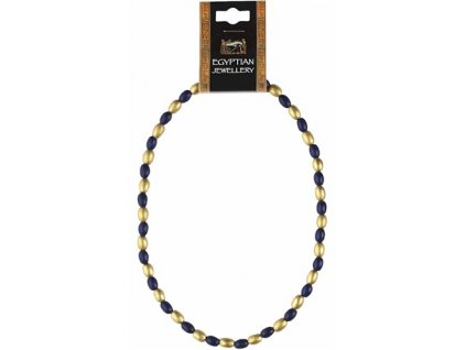 516 egyptsky nahrdelnik s modrymi a zlatymi koralikmi