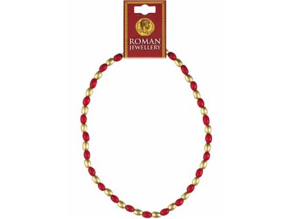 822 rimsky nahrdelnik s cervenymi a zlatymi koralkami