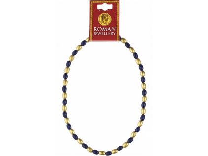 828 rimsky nahrdelnik s modrymi a zlatymi koralikmi