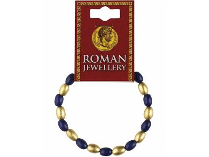 831 rimsky naramok s modrymi a zlatymi koralikmi