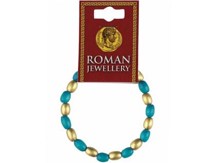 834 rimsky naramok s tyrkysovo modrymi a zlatymi koralikmi