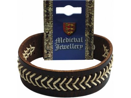 1632 presivany stredoveky kozeny naramok so zapinanim na gombik