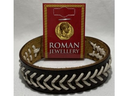 Prešívaný rímsky kožený náramok so zapínaním na gombík