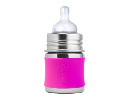 1 Pura nerezova dojcenska flasa 150ml Ruzova