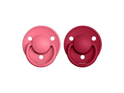 BIBS De Lux cumliky z prirodneho kaucuku zo silikonu 2ks Coral+Ruby