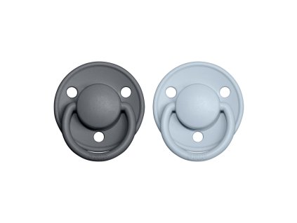 BIBS De Lux cumliky z prirodneho kaucuku zo silikonu 2ks Iron+BabyBlue