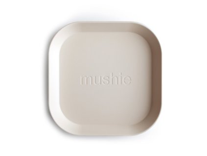 Mushie hranaty tanier 2ks ivory