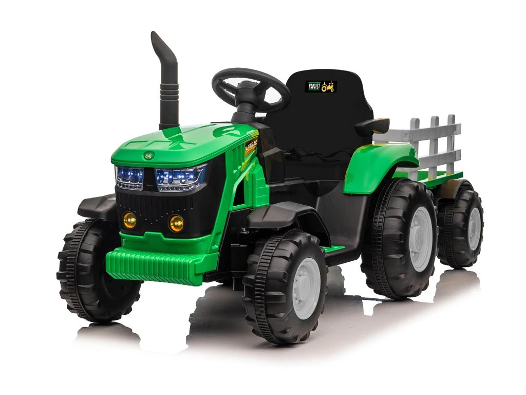 Dětský traktor elektrický s vlečkou HL3388 zelený 12V