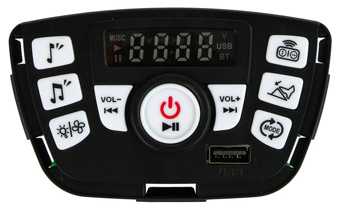 Hudební panel s rádiem pro dětské elektrické autíčko, náhradní díl pro přehrávání hudby a zvuků.