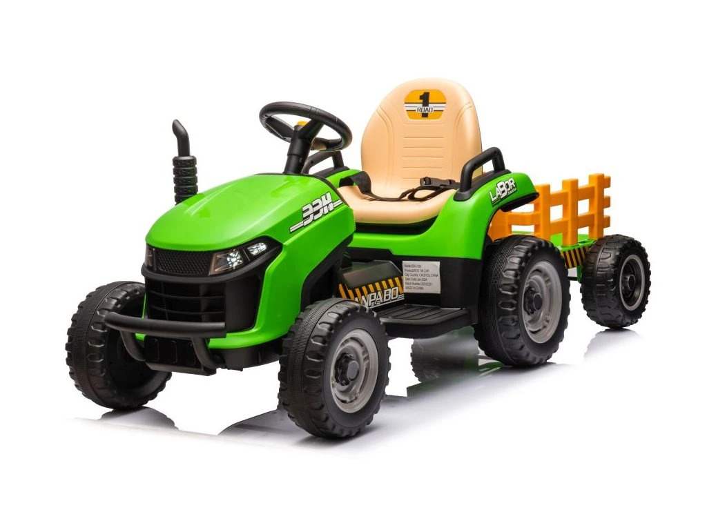 Dětský elektrický traktor s přívěsem Labor zelený 12V
