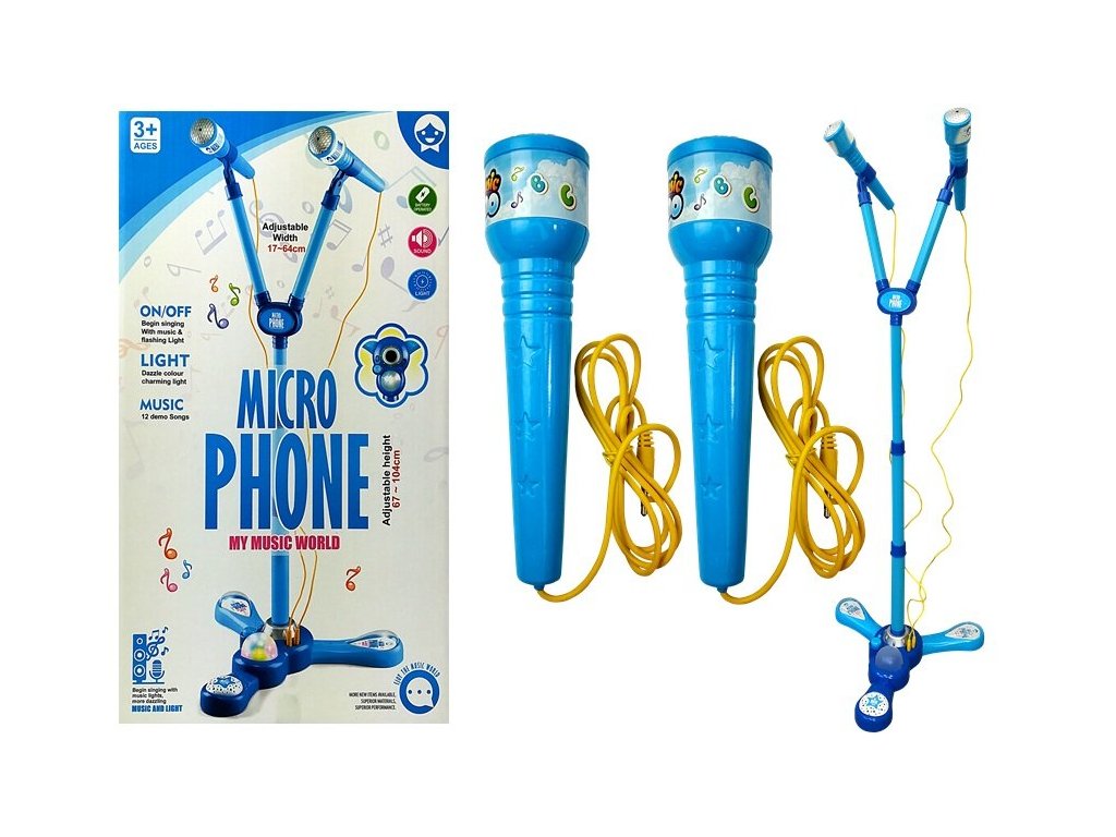 Dětský mikrofon s karaoke modrý