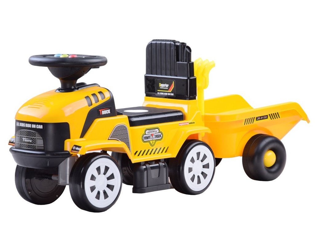 Dětské odrážedlo traktor Truck s přívěsem žluté