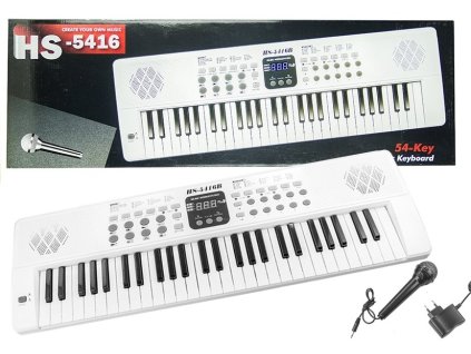 velký dětský keyboard s mikrofonem bílý (2)