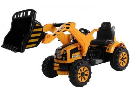 elektrický traktor s radlicí žlutý (1)