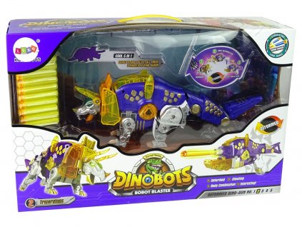 pol pl Dinobots 2w1 Dinozaur Pistolet na Strzalki Fioletowy Triceratops Tarcza 10044 2