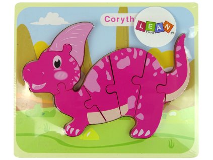 Dřevěné puzzle dinosaurus Corythosaurus Spinosaurus fialové