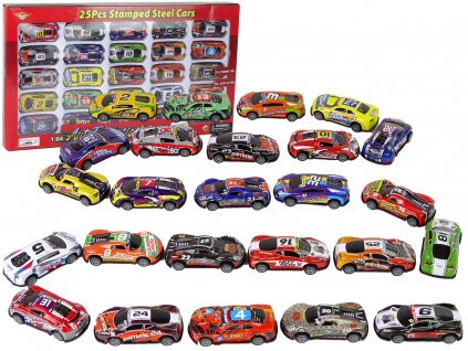 Sada kovových sportovních autíček Resoraks v různých barvách 25 kusů1