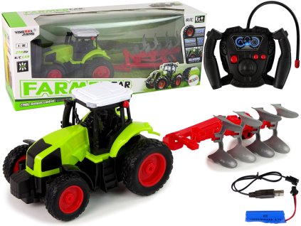Traktor s pluhem na dálkové ovládání 116 zelený1