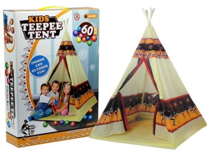 Indiánský Teepee stan s 60 míčky 155 cm