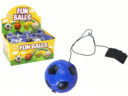 Gumový skákací míček na gumičce 6 cm modrý
