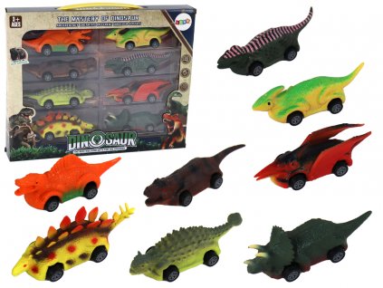 Sada barevných Dinosauřích autíček 8 kusů