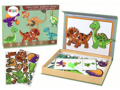 Vzdělávací sada magnetické puzzle s motivy dinosaurů