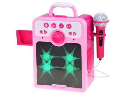 Hudební reproduktor pro děti s mikrofonem růžový