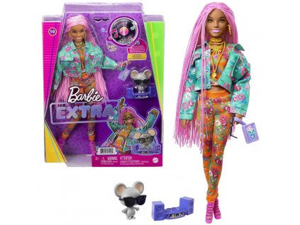 Barbie Extra módní stylová panenka s DJ myškou a doplňky
