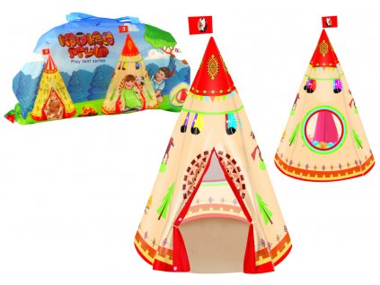 Indiánský stan Teepee pro děti 160 cm x 105 cm krémový