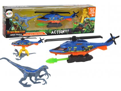 Dinopark sada vrtulník s dinosaurem modrá