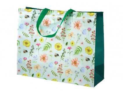Dárková taška Květy 44,5cm x 35,5cm x 15cm zelená