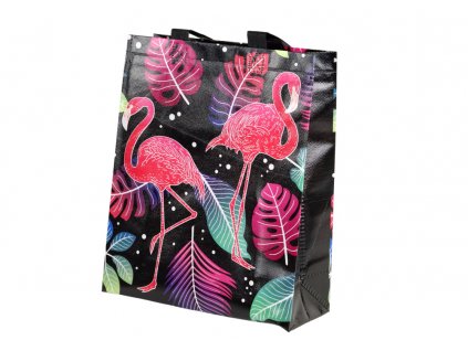 Dárková taška Flamingo 30,5cm x 24,5cm x 10cm černá