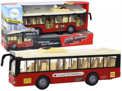 Městský autobus 1:16 s efekty červený