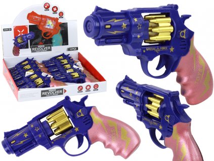 Dětský revolver s efekty modrý