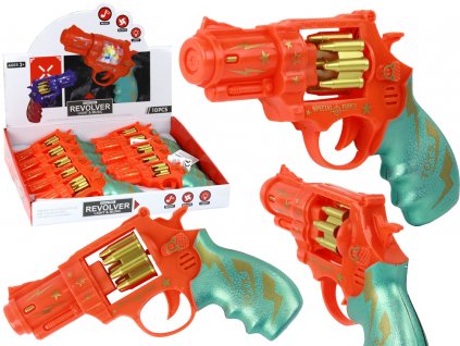 Dětský revolver s efekty oranžový